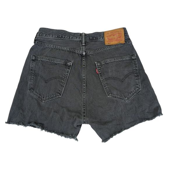 Levi's 501 Cut Off Shorts Button Fly Men's 29 100% Cotton Rigid Denim Black Wash - Picture 2 of 6